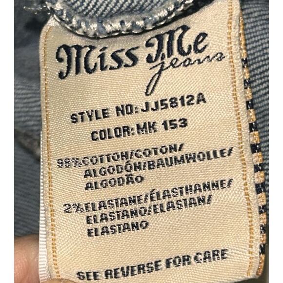 Miss Me Embellished Gothic Cross Cropped Denim Jacket Large - Picture 6 of 6